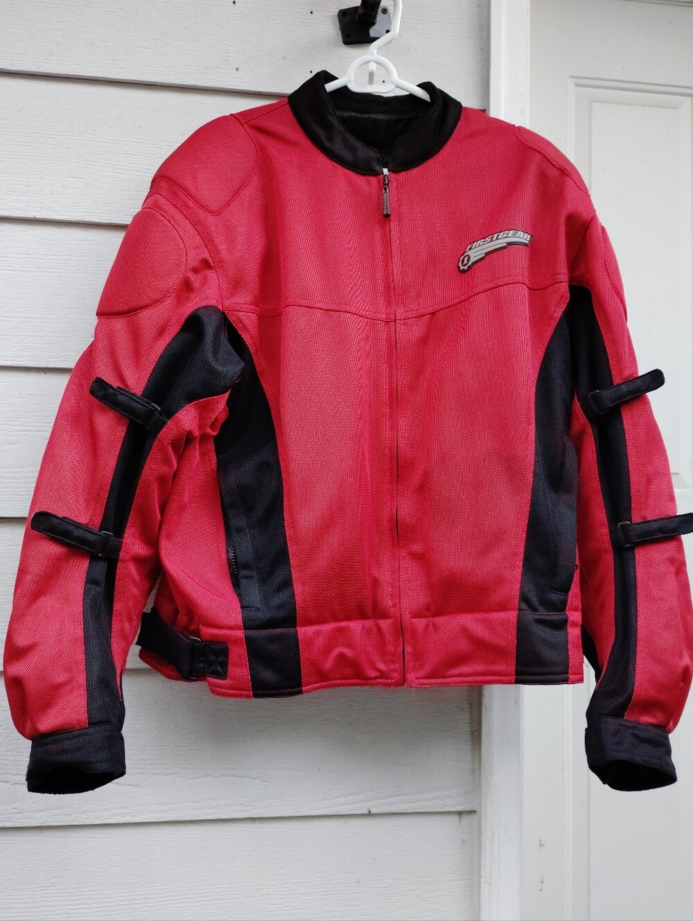 Men's XL Red Black FirstGear Motorcycle Jacket Motorcross Safety Padded HyperTex
